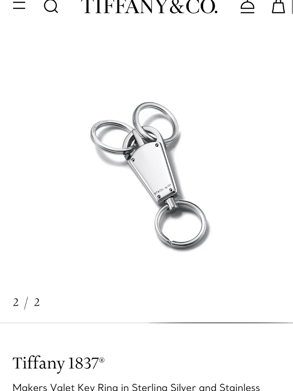 Tiffany & Co. 1837 Sterling Silver Key Ring - Polished Silver